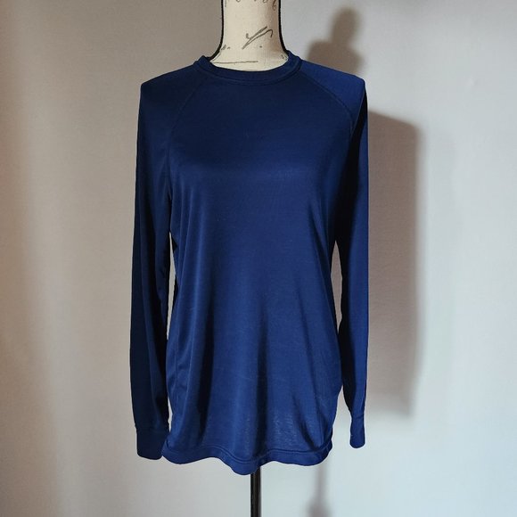 Vintage Patagonia Capilene Long Sleeve Base-layer T-Shirt Blue Made in USA - Picture 2 of 7